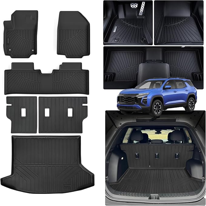 Floor Mats & Trunk Mat Backrest Mat for 2025 Chevy Equinox(Only Gas), TPE All Weather Protection Car Floor Liners with Cargo Linersfor Chevrolet Equinox Accessories