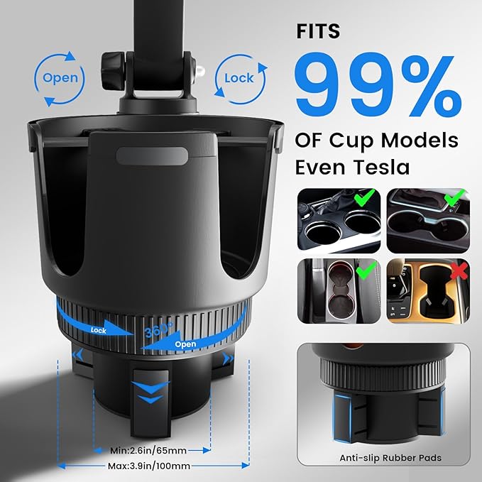 OHLPRO for iPhone 17 Pro Max MagSafe Car Charger Cup Holder Mount, 15W Fast Wireless Magnetic Charging Phone Holder for iPhone 16 15 14 13 Series, Adjustable Car Mount with Large Cup Base, Black