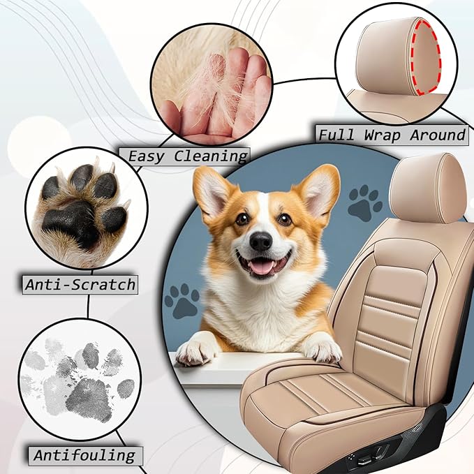 Seat Cover for Ford f250 2011-2025 | Car Seat Covers Front Seats, Waterproof Seat Protectors, Automotive Front Seat Covers (Front Seat, Beige)