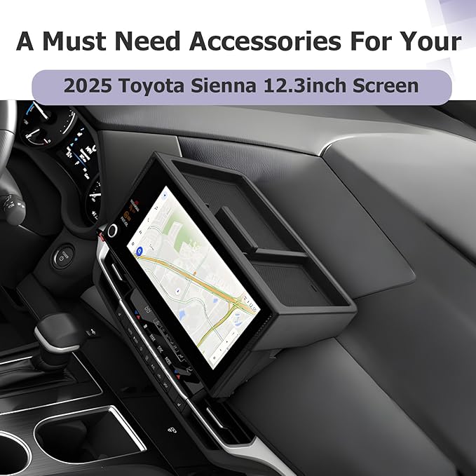 LUWU Dashboard Storage Tray Compatible with 2025 2026 Toyota Sienna Accessories Behind Screen Organizer 2025-2026 Sienna Accessories Center Console Display Box Dash Tray(ONLY for 12.3-INCH Screen)