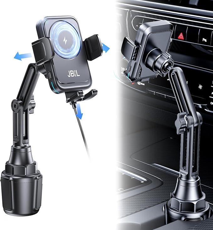 Wireless Car Charger Car Cup Phone Holder 15W Fast Charging Auto Clamping Car Charger Dual Port PD&QC3.0 for iPhone16/15/14/13/12/11 Pro Max Xs, Samsung Galaxy S24 Ultra S23 S22 S21 S20