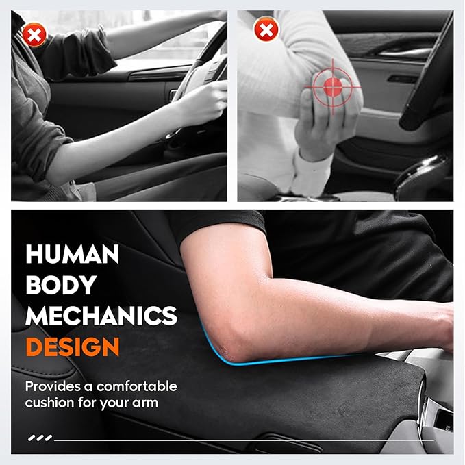 Youxmoto Center Console Lid Fit for Toyota Highlander 2008 2009 2010 2011 2012 2013 2014; Grey Armrest Cover PU Leather and ABS Back Plate