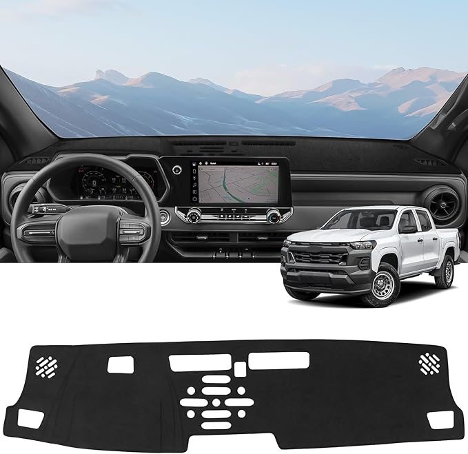 ZZEQYG Dash Cover Mat for Chevy Chevrolet Colorado/GMC Canyon 2023-2025 Accessories Dash Cover Flannel Dashboard Mat Cover Glare UV Rays Protector
