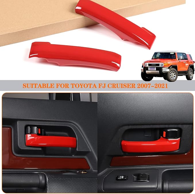 Compatible with Toyota FJ Cruiser 2007-2021 Car Inner Door Handle Cover, ABS Interior Door Grab Handle Protector Trim Cover Protection Accessories, 2PCS (Red)