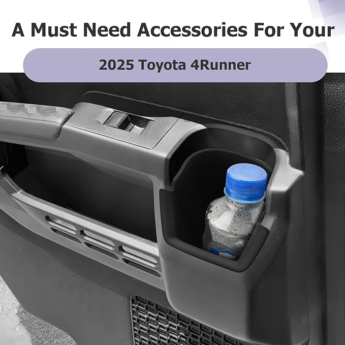 LUWU 2025 4Runner Center Console Cup Holder Compatible with 2025 Toyota 4Runner Interior Accessories Rear Seat Door Side Silicone Cup Holder Insert 4Runner 2025 Accessories