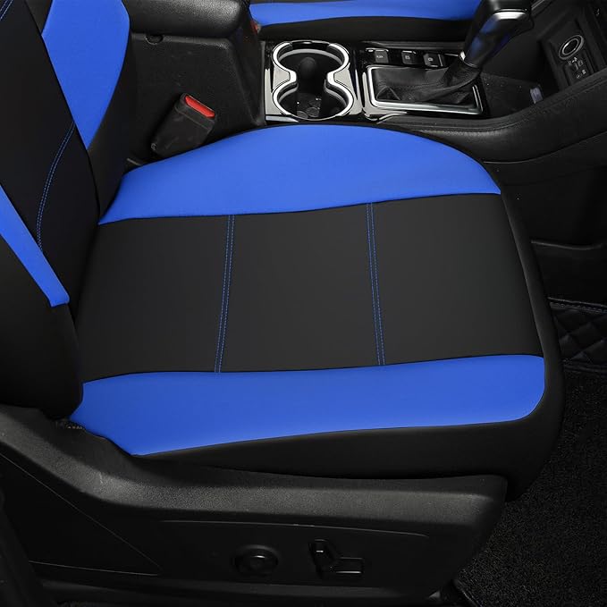 GIANT PANDA Front Car Seat Cover for Jeep, Leather Bucket Seat Covers Custom Fit Jeep Grand Cherokee Wrangler Compass Gladiator Wagoneer Renegade Liberty Patriot (Blue+Black)
