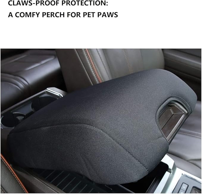 1.5mm Neoprene Console Cover for Ford F150 F250 F350 F450 Expedition - Armrest Protector, Sweat & Pet Resistant