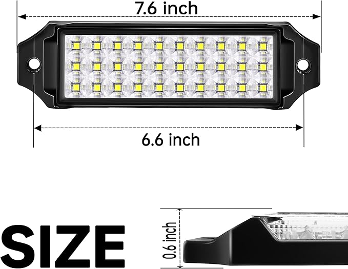 Flush Mount LED Pod Lights, 2PCS 40W Bumper Backup Reverse Spot Off-Road Driving Fog Work 6 Inch LED Light Bar for Truck ATV UTV Boat (White)