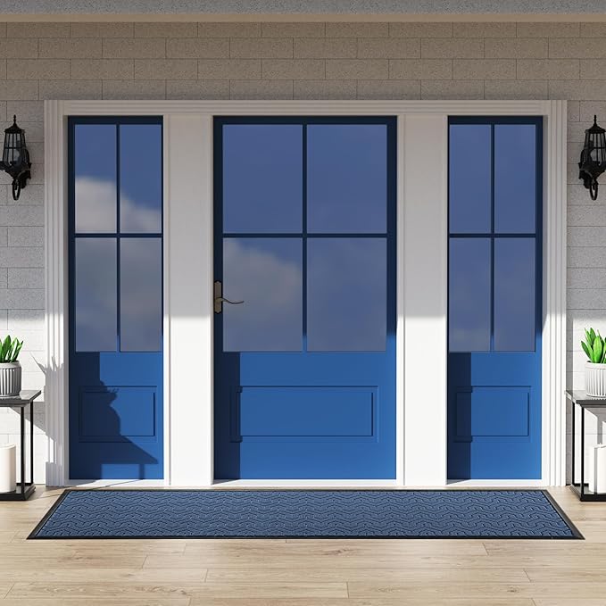 Yimobra 72x24 Indoor Outdoor Runner Rug, Heavy-Duty Entrance Mat for High Traffic Areas, Commercial Grade Welcome Door Mat, Easy Clean Blue