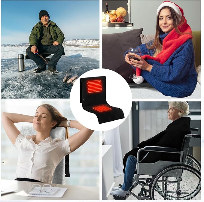 VIHOSE 2 Pack Portable Heated Seat Cushions Lambswool Heated Chair Pad 3 Heat Levels Foldable Heating Seat Pads for Car, Office Chair, Sofa, Camping, Travel, Power Bank Not Included