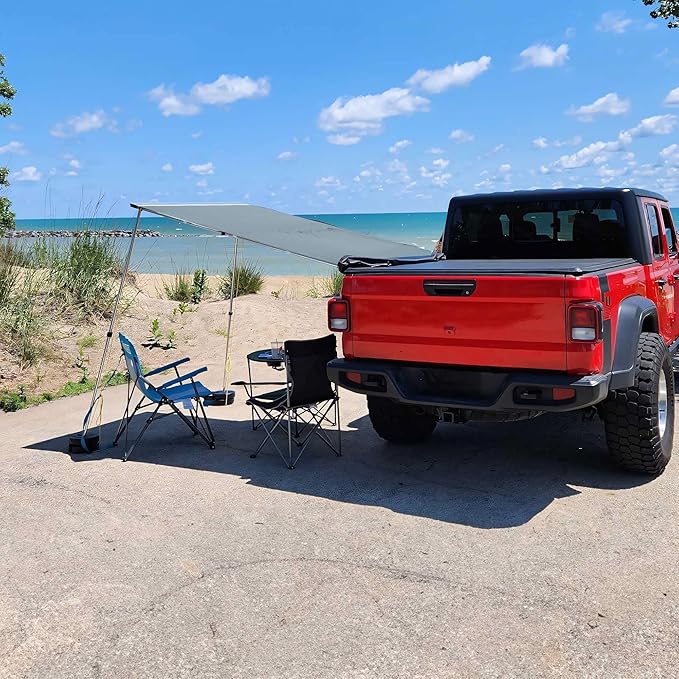 Yescom Vehicle Awning with Blackout Coating 6.6'x8.4' Retractable Car Side Roof Rack Overlanding Shade for SUV Truck Tailgate Outdoor Camping