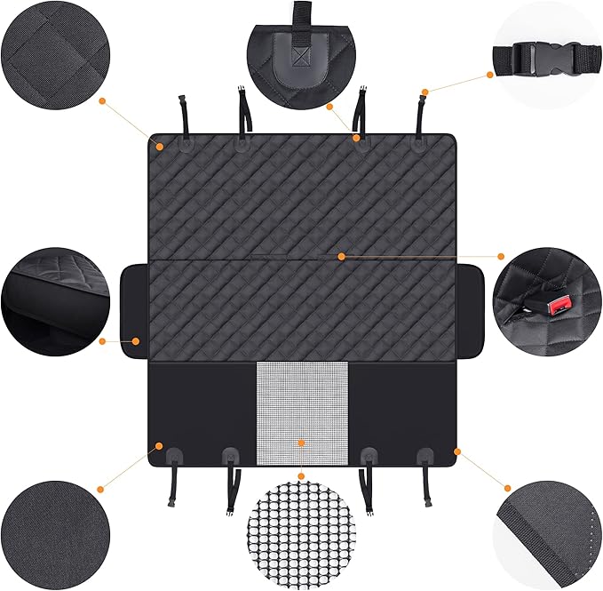 GXT Dog Back Seat Cover Protector for Cars SUV and Trucks with Mesh Window, Scratchproof Nonslip and Waterproof Material(Black)