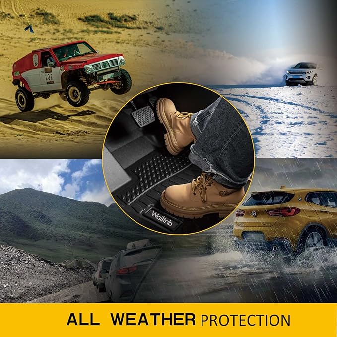 Wailtnb-Floor Mats Custom for Kia Soul 2014-2019 All Weather Protection TPE Rubber Waterproof Floor Liners Fits Front& 2nd Row Full Set Black Accessories