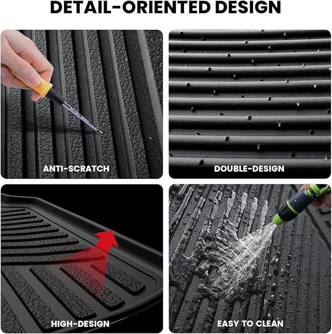 LASFIT Trunk&Seatback Mats for Toyota 4Runner 2013-2024 (5 Seats),All Weather TPE Custom Fit Floor Liner for 4 Runner 5th gen 2 Row Car Mats, Black(Not fit Equipped Sliding Cargo Tray Option)