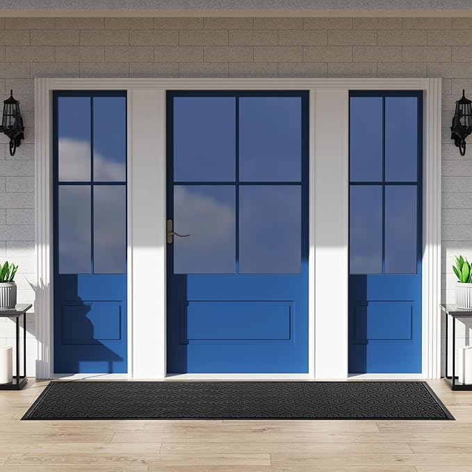 Yimobra 72x24 Indoor Outdoor Runner Rug, Heavy-Duty Entrance Mat for High Traffic Areas, Commercial Grade Welcome Door Mat, Easy Clean Black