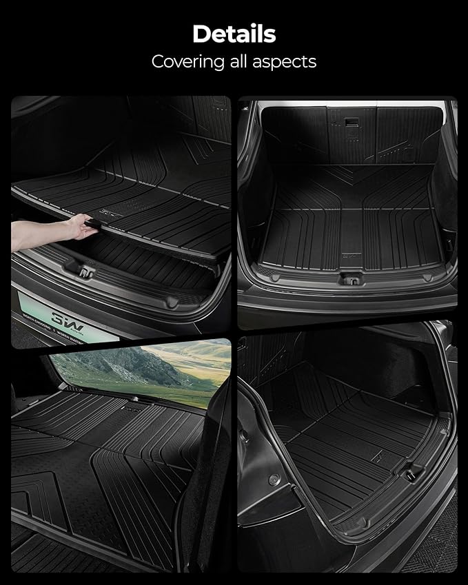 3W Backrest Liner & Cargo Liner for Nissan Pathfinder 2022 2023 2024 2025, Cargo Liner Trunk Mat TPE All Weather Back Seat Cover Protector Pathfinder Accessories