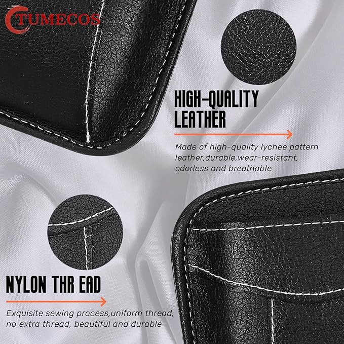 Tumecos Car Side Pocket Organizer PU Leather Seat Side Storage BagSmall Debris Organizer Hanging Cell Phone Mobile Paste Type Bag for Stowing Tidy Universal Accessories(BlackB-2pcs)