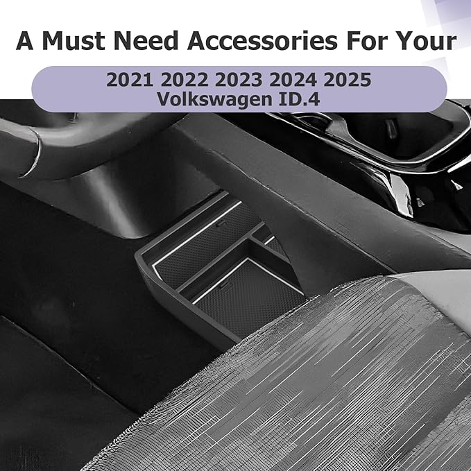 LUWU 2025 ID4 Lower Center Console Tray Storage Box for 2021 2022 2023 2024 2025 ID.4 Accessories 2025 ID 4 Armrest Console Organizer ABS Material White-trim