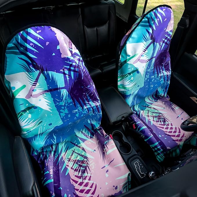 Universal Car Seat Cover with Non-Slip Back Hawaii Style - Portable Auto Seat Cushion Fit for Cars Truck SUV Seats - Waterproof Carseat Protector Great for Dog or Kid Outdoor Sport Activities