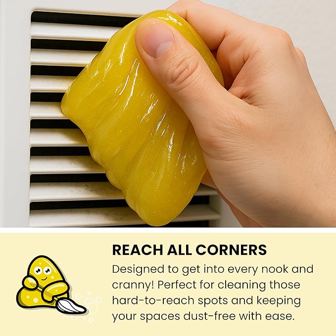 Slime Buddies Car Cleaning Gel Putty - 12 Pack Lemon Scented Interior Detailing Tool for Cup Holder, Air Vent & Keyboard - Reusable Auto Detailing Accessories - Dust Remover Goop - Gifts for Men Women