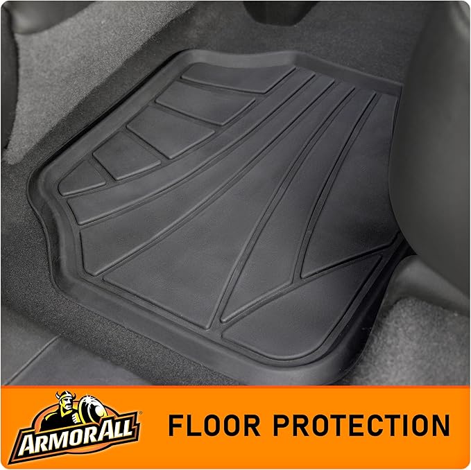 Armor All 4-Piece Floor Mats, Trim-to-Fit All-Weather Mats for Cars, Trucks, SUVs — Black