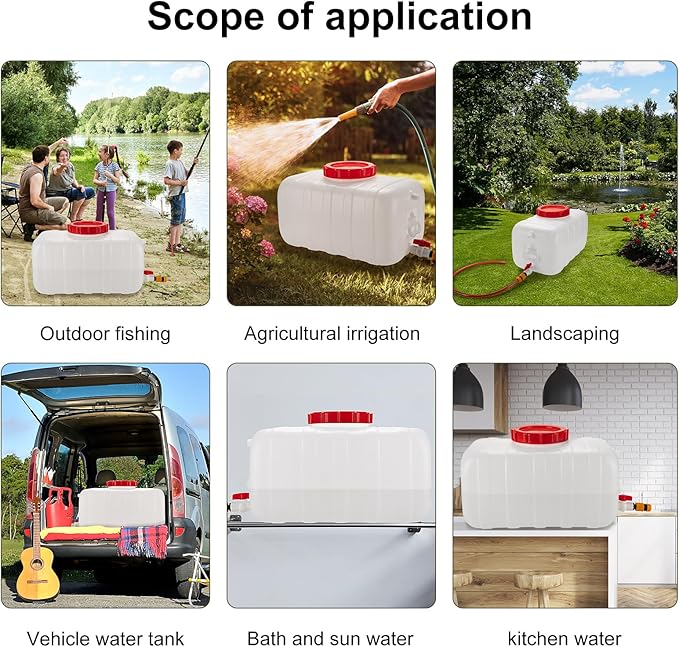 13.2 Gallon Water Tank with Faucet, Water Storage Container for Camping, Portable First Aid Water Storage for Outdoor Hiking, RV, Autonomous Driving Tour, 23.6 x 13 x 13.7in