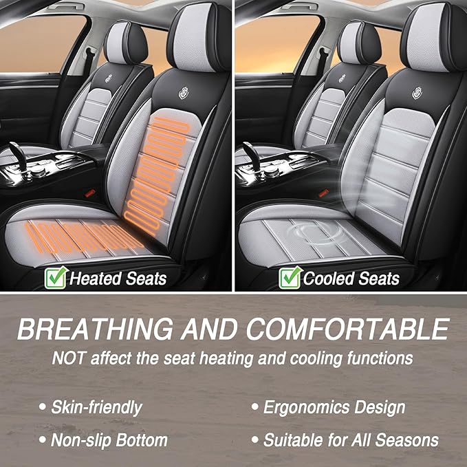 Seat Covers Custom Fit for Acura MDX 2001-2025, 7 Seat, Compatible Airbag Non-Slip Waterproof Leather Seat Cover, Luxury Interior Car Seat Covers Full Set, Black Gray