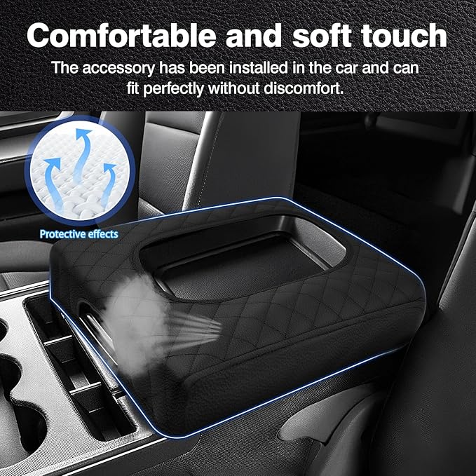 Autorder Center Console Cover for 2014-2018 Chevy Silverado/GMC Sierra Accessories Armrest Cover Anti-Scratch Middle Console Pad Leather Armrest Protector(ONLY for Split Bench Seat Console)