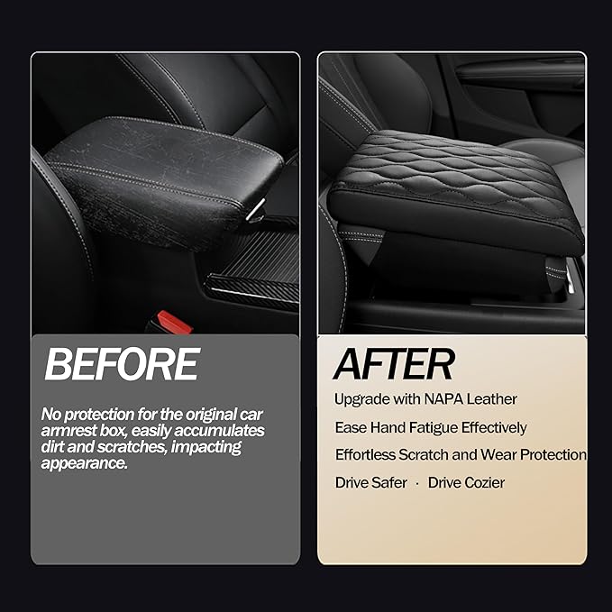 Truck Center Console Cover/pad PU Leather,Universal Large Armrest mat, Adjust Driving Posture Cushion,Protector Box,Keep Driving Safety,f150 Sierra Titan silverdo Tundra