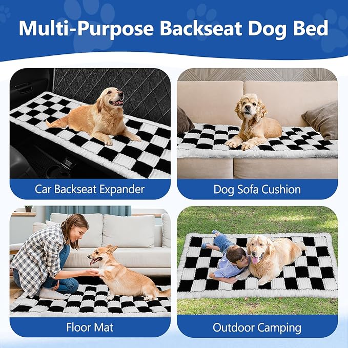 Thickened Dog Bed for Car Back Seat, Upgraded Bottom Non-Slip,Fits Hard Bottom car seat Cover for Dogs, Premium Mixed Color ,Dog Car Seat Cover