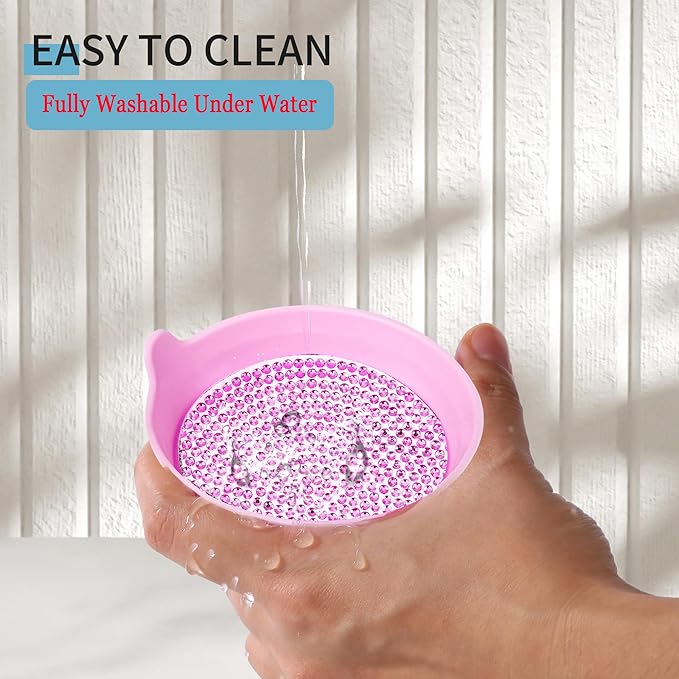 Amooca Car Cup Coaster Universal Non-Slip Cup Holders Bling Crystal Rhinestone Car Interior Accessories 4 Pack Pink Whole Rhinestone