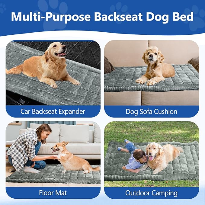 Thickened Dog Bed for Car Back Seat, Upgraded Bottom Non-Slip, Fits Hard Bottom car seat Cover for Dogs, Premium Dog Car Seat Cover