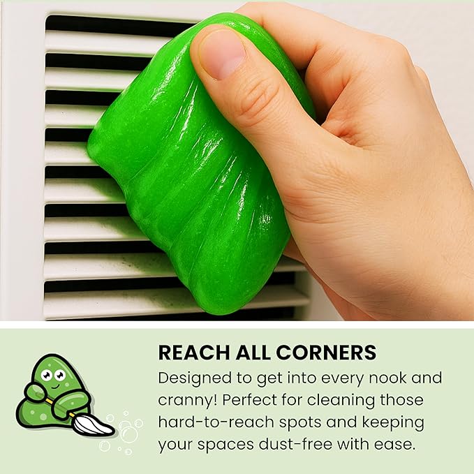 Slime Buddies Car Cleaning Gel Putty - 3 Pack Apple Scented Interior Detailing Tool for Cup Holder, Air Vent & Keyboard - Reusable Auto Detailing Accessories - Dust Remover Goop - Gifts for Men Women