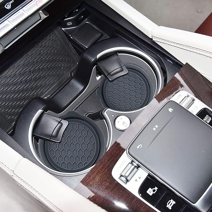 Amooca Car Cup Coaster Universal Automotive Waterproof Non-Slip Cup Holders Sift-Proof Spill Holder Car Interior Accessories 4 Pack Grey