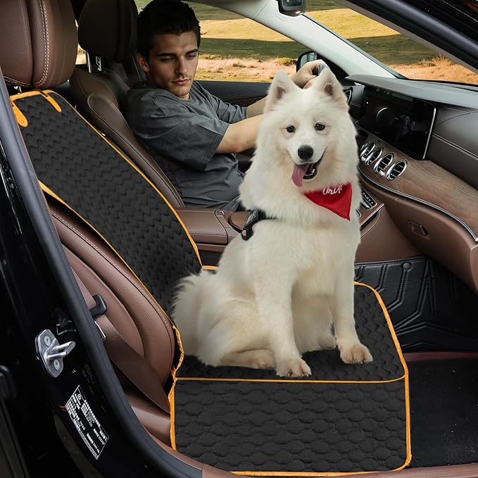 Dog Front Seat Cover for Car,Pet Front Car Seat Cover,Scratch-Proof Pet Seat Cover for Car,Trucks,SUV,Front Seat Dog Cover(Black,45"X 21",1pack)