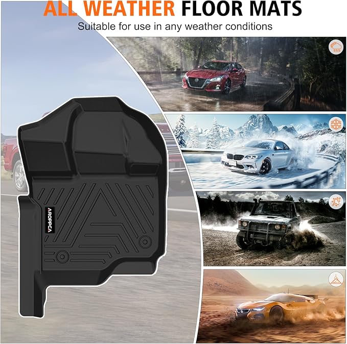 All Weather Car Floor Mats for Ford F150/F-150 2015-2025 SuperCrew Cab (Includes 22-24 Lightning Models), TPE Rubber Floor Liners Anti-Slip Full Set Automotive Mats for 2025 Ford F-150 Accessories