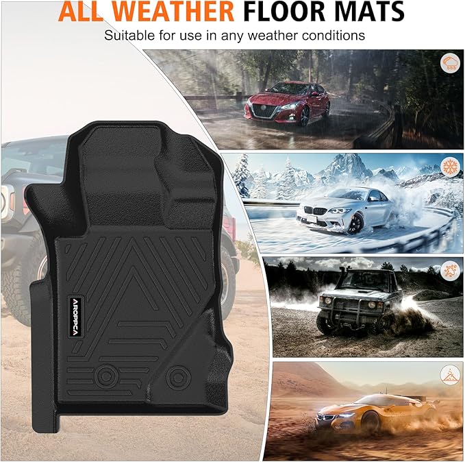 All Weather Car Floor Mats Cargo Liner with Backrest Mat for Ford Bronco 4 Door 2025 2024-2021(Not for Bronco Sport), TPE Rubber Liners Full Set Automotive Mats for 2025 Bronco Accessories