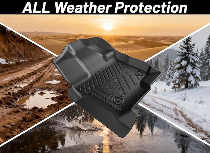 TPE All-Weather Floor Mats for Ford F-150 2015-2025 | Custom Fit Heavy Duty Truck Floor Liners | Front & Rear Row Protection | Durable, Odorless, Easy to Clean (3-Piece Set, Black)