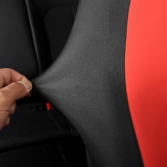 GIANT PANDA Front Seat Cover for Nissan, Leather Seat Protectors Custom Fit Nissan Rogue Altima Sentra Versa Kicks Frontier Murano Pathfinder Maxima (Red+Black)
