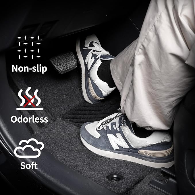 EKR Custom Fit Carpet Floor Mats for Honda CRV 2023 2024 2025 2026,Premium All Weather Anti-Slip Waterproof Floor Liners Carpets (0.5inch Black Quick-Dry Blanket)