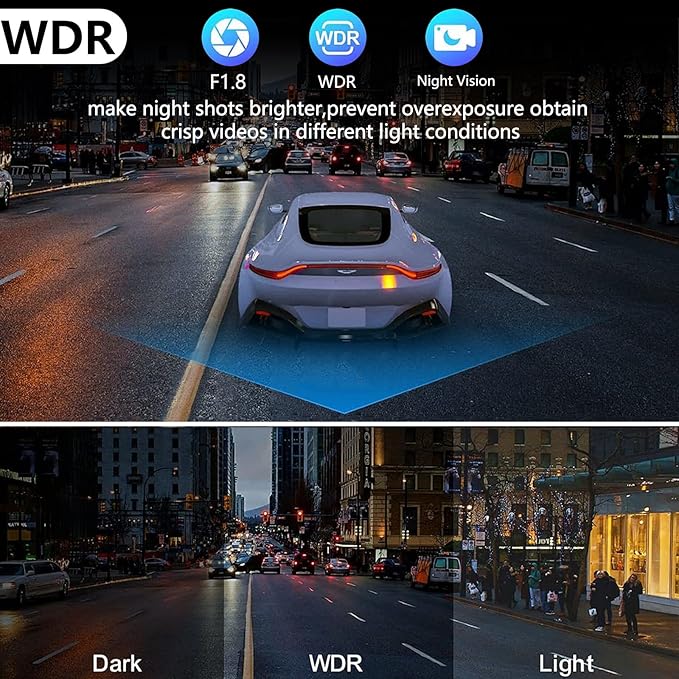 4K Dual Dash Cam Front and Rear - 3 Inch LCD Screen Car Camera with GPS Tracking, WiFi Phone Connectivity, G-Sensor & Loop Recording, Dashcam for Vehicle Security & Accident Evidence 24H Parking Mode