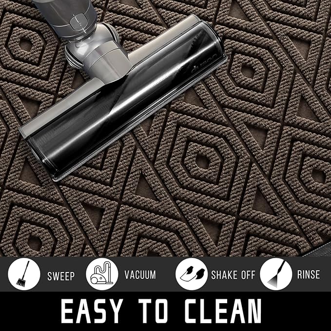 Yimobra Door Mat, Outdoor Indoor Entrance Welcome Mat, Heavy Entry Front Door Mat, Stain & Fade Resistant, Low Profile, Sturdy Rubber, Easy Clean Patio Floor Mat, Waterproof, 47 x 32, Brown