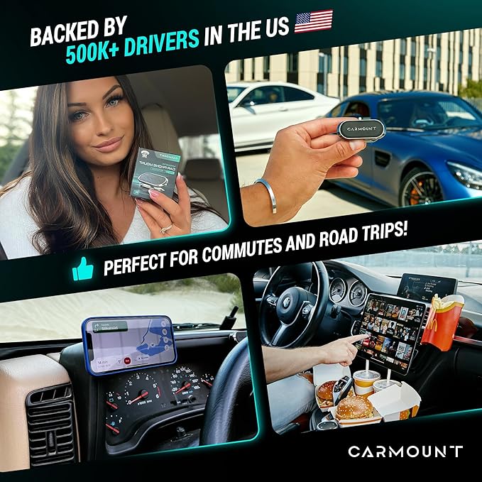 CARMOUNT F1 Dashboard Car Mount | Magnetic Phone Holder for Car, Ultra Strong 8X N52 Magnets, 360° Rotation, Universal Dash Mount for All Phones (2-Pack) | Car Mount Magnet