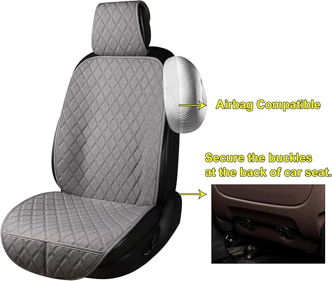 ENOGE Car Seat Cover, Front Car Seat Covers, Driver Seat Protector with Soft & Breathable Cloth Fabric for All Seasons Universal Fits Most Automotive, Van, SUV, Truck (Gray,1 Front)