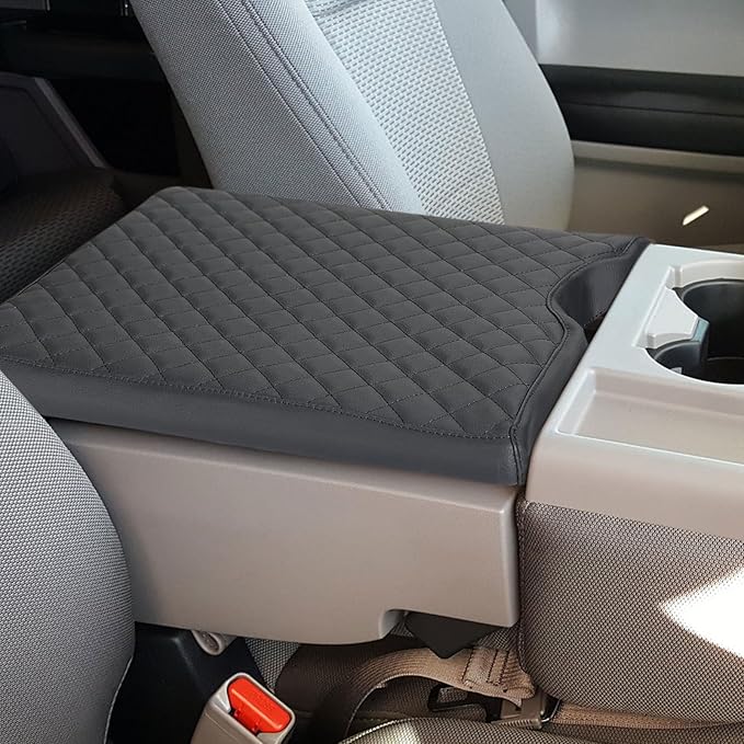 Xaido Center Console Cover Compatible with 2015-2024 2025 Ford F150 & 2017-2025 F250 F350 F450 with 40/20/40 Jump Seat, Leather Armrest Protector Pad (Jump Seat Only)