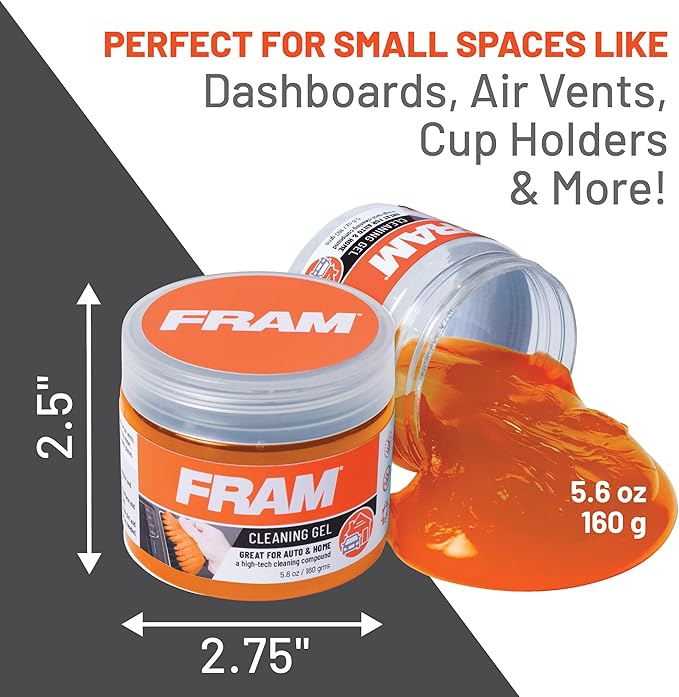 FRAM FEK40007AM Cleaning Gel for Car, Great for Auto and Home, Interior Cleaning Slime for Bike, Keyboards, Remotes, etc, 5.6oz (160 g), 2pk