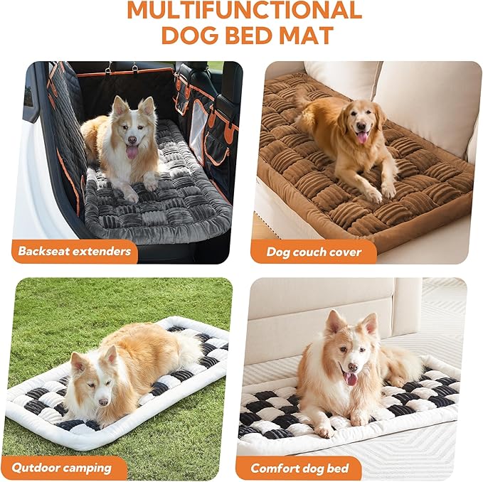 Soulbond Backseat Pet Bed Mat,Dog Bed for Car,Fuzzy Dog Seat Cover for Car Back Seat, Non-Slip Travel Pet Mat, Fit for Backseat Extenders and Seat Covers(Dark Brown)