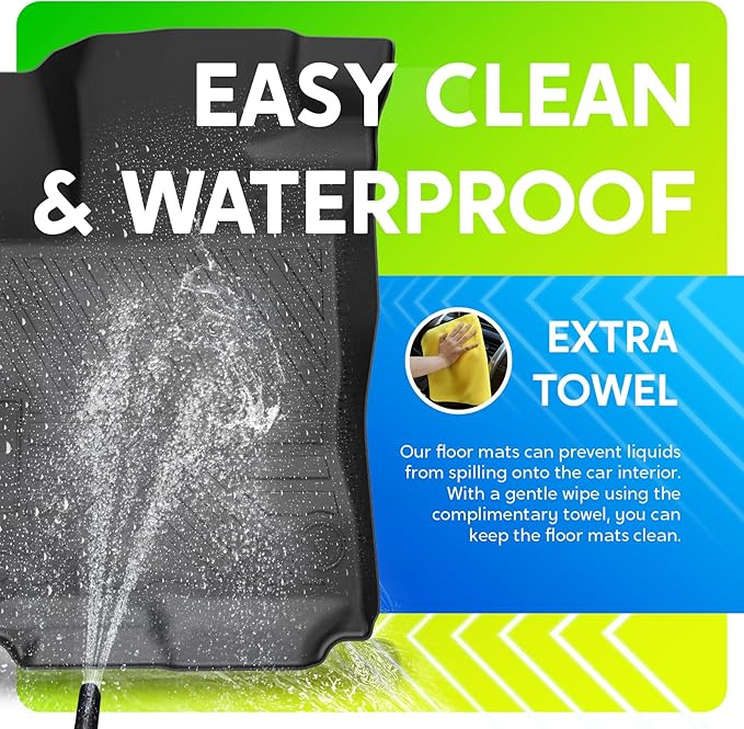 TPE All-Weather Floor Mats for Honda HR-V 2023 2024 2025 2026 | Custom Fit Heavy Duty Truck Floor Liners | Front & Rear Row Protection | Durable, Odorless, Easy to Clean (3-Piece Set, Black)