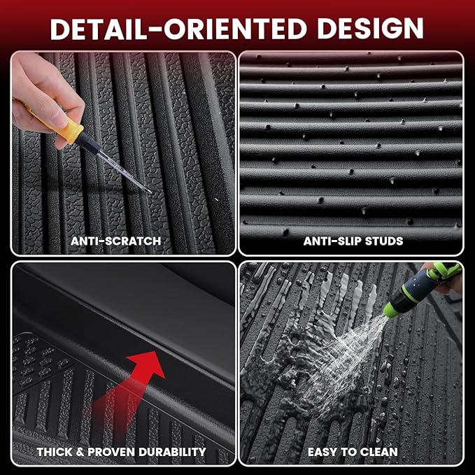 LASFIT Floor Mats&Cargo Mat for Toyota 4Runner 2013-2024 (Only for 5 Seats) Backrest Mats All Weather TPE Mats Custom Fit Floor Liners for Toyota 5th gen 4 Runner 1st & 2nd Row Full Set Car Mats