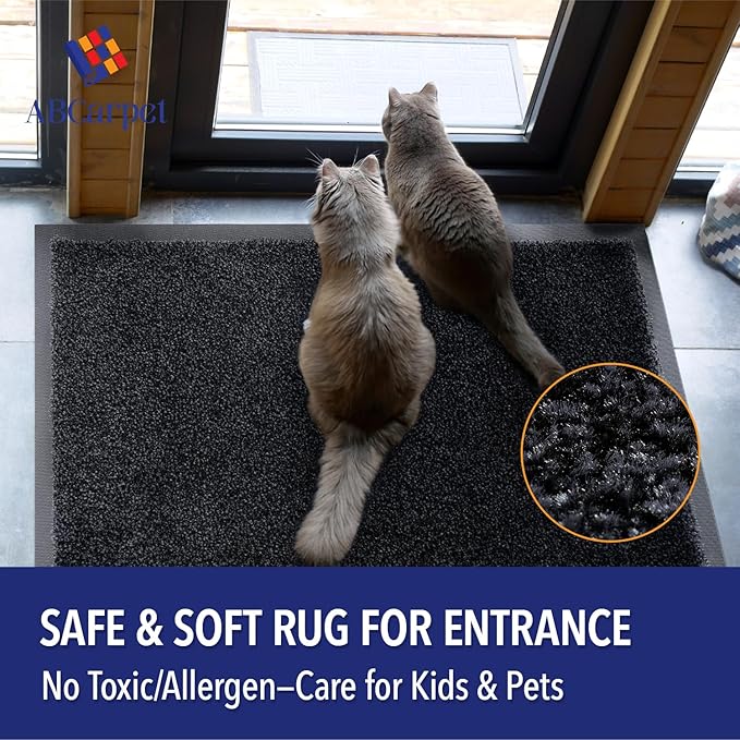 Entry Mat, Upgraded Non-Slip Inside Door Mats for Home Entrance, Ultra-Thin Super Absorbent, Machine Washable Indoor Door Mats for Front Back Door, Shoes, Paws, 1'5" x 2'6"